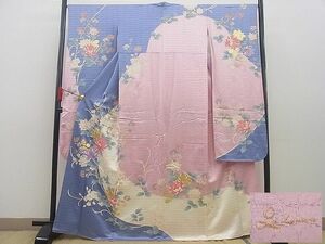 平和屋川間店■豪華振袖　作家物　流水草花文　金彩　逸品　n-sg0556