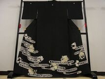 平和屋-こころ店◆豪華黒留袖　流水花丸文　金彩　着丈165cm　裄丈65cm　正絹　逸品　mop1458_画像2