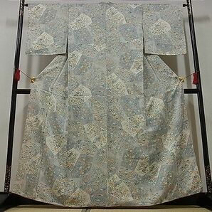 平和屋-こころ店◆上質な小紋 切嵌草花文 暈し染め 着丈161.5cm 裄丈65cm 正絹 逸品 未使用 mop2313の画像2