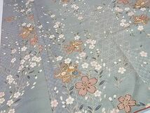 平和屋-こころ店◆上質な小紋　舞花文　桜　金彩　やまと誂製　着丈163.5cm　裄丈67.5cm　正絹　逸品　mop3072_画像3