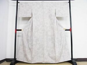 平和屋-こころ店■結城紬　100亀甲　葡萄唐草文　着丈161cm　裄丈65cm　正絹　逸品　1B-np2188