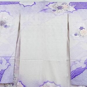 平和屋2■豪華振袖 駒刺繍 絞り 御所車花文 銀彩 やまと誂製 逸品 fe8100の画像3