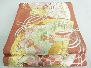 平和屋2■丸帯　総刺繍　扇面吉祥花文　金銀糸　逸品　rt3423