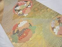 平和屋野田店■六通柄袋帯　唐織　花蝶丸文　金銀糸　逸品　n-yc5573_画像2