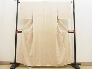 平和屋野田店■上質な色無地　草花地紋　練色　逸品　n-ne3297