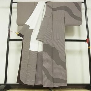 平和屋-こころ店■訪問着 作家物 よろけ縞 着丈154cm 裄丈62.5cm 正絹 逸品 B-zg8450の画像2