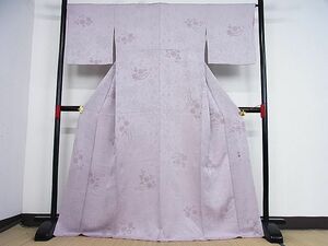 平和屋-こころ店■上質な小紋　作家物　地紋起こし　草花文　着丈169cm　裄丈67cm　正絹　逸品　1B-np2093