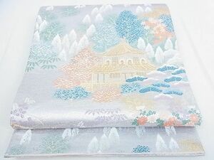 平和屋2■六通柄袋帯　風景花文　本金二重箔　逸品　1wb0711