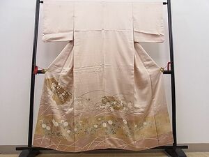 平和屋野田店■豪華色留袖　相良刺繍　駒刺繍　文箱草花文　金彩　逸品　n-kg5543