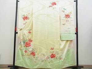 平和屋野田店■豪華振袖　総刺繍　駒刺繍　鳳凰吉祥花文　暈し染め　金銀糸　逸品　n-gh5680