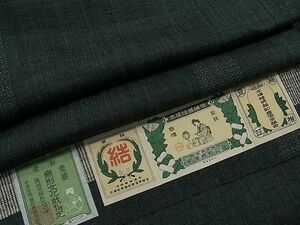 平和屋1■本場結城紬　重要無形文化財　80亀甲　縞　証紙付き　逸品　1yc2959