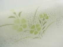 平和屋2□上質な長襦袢　袷　草花　市松地紋　半衿刺繍　逸品　未使用　3kh787_画像7