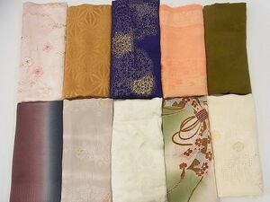 平和屋野田店■和装小物　上質な帯揚げ10枚セット　刺繍　熨斗吉祥結び紐　霞舞花　暈し染め　麻の葉地紋　金糸　金彩　逸品　n-zu0454