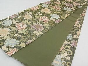 平和屋1■全通柄袋帯　総刺繍　区限刺繍　絽刺し　花唐草文　金糸　逸品　rv9335