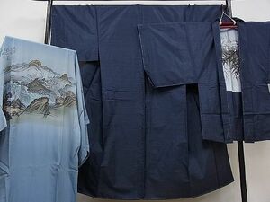 平和屋1■男性　本場大島紬　アンサンブル　長襦袢セット　総絣　逸品　1tx1426