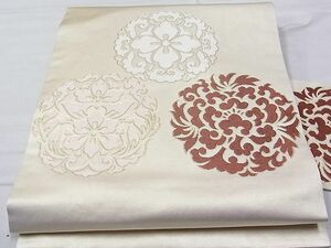 平和屋1■西陣　川島織物　九寸名古屋帯　総刺繍　吉祥花文　金糸　逸品　1hy1109