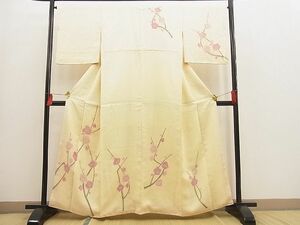 平和屋野田店■訪問着　手描き　枝梅文　金彩　逸品　n-ne3236