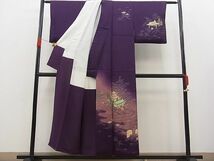 平和屋野田店■訪問着　刺繍　風景草花文　暈し染め　金糸　逸品　n-fw3934_画像3