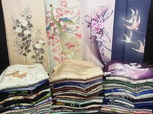 平和屋野田店■1円 訪問着 まとめて 50点 孔雀 鶴 蝶 風景 花柄 駒刺繍 金銀彩 など 着用可能多数 未使用品あり 全て正絹 bbb378