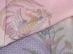 平和屋2■中国三大刺繍　スワトウ相良刺繍　訪問着　鳳凰花文　暈し染め　金糸　さが美扱い　逸品　1ic0413