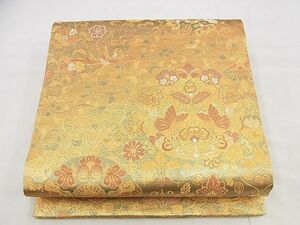 平和屋野田店■六通柄袋帯　唐織　鳳凰向かい蝶花唐草文　金糸　逸品　n-me1141