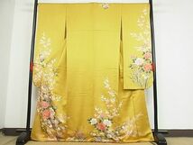 平和屋-こころ店■豪華振袖　駒刺繍　花車文　金彩　着丈167cm　裄丈67cm　正絹　逸品　1B-np2356_画像1