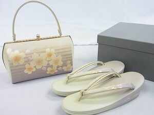 平和屋2■和装小物　バッグ・草履セット　舞桜　Lサイズ　逸品　aaa6726