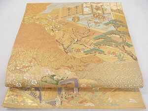 平和屋2■西陣　服部織物謹製　六通柄袋帯　平安絵巻文様　本金箔　逸品　ya0925