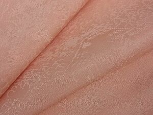 平和屋川間店■上質な色無地　風景地紋　珊瑚色　逸品　dy5163