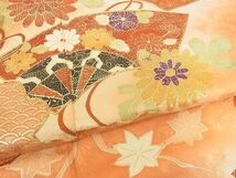 平和屋川間店■訪問着　駒刺繍　地紙草花文　暈し染め　金彩　着丈150.5cm　裄丈61cm　正絹　逸品　B-ey4777_画像5