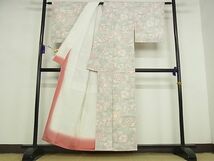 平和屋川間店■小千谷紬　草花文　着丈155cm　裄丈62.5cm　正絹　逸品　B-zg2654_画像2