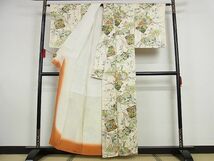 平和屋川間店■上質な小紋　扇面地紙花文　着丈156.5cm　裄丈65cm　正絹　逸品　A-ck1488_画像3