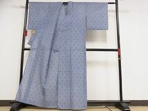 平和屋川間店■夏物　紗紬　井桁　着丈158cm　裄丈65.5cm　正絹　逸品　B-ph4496_画像3