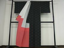 平和屋川間店■上質な紬　麻の葉文様　逸品　cm3070_画像3