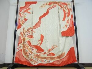 平和屋川間店■豪華振袖　駒刺繍　絞り　束ね熨斗吉祥花文　金彩　逸品　du1014