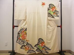 平和屋川間店■訪問着　駒刺繍　片輪車花文　金彩　逸品　n-jx0626