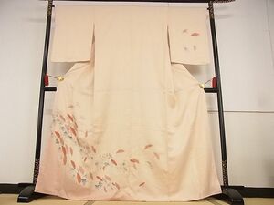 平和屋川間店■訪問着　刺繍　枝花文　暈し染め　金彩　着丈164.5cm　裄丈65.5cm　正絹　逸品　A-wj4250