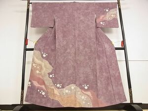 平和屋川間店■訪問着　絞り　道長花文　辻が花　金彩　着丈156cm　裄丈65.5cm　正絹　逸品　A-wj4335