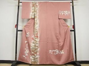 平和屋川間店■訪問着　駒刺繍　枝花間道　暈し染め　金彩　着丈157.5cm　裄丈63cm　正絹　逸品　A-br3869