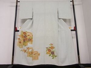 平和屋川間店■豪華色留袖　駒刺繍　花籬文　着丈152cm　裄丈62cm　正絹　逸品　A-dp3690