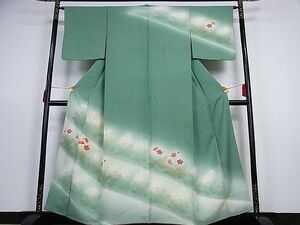 平和屋川間店■訪問着　刺繍　草花文　暈し染め　着丈157cm　裄丈63cm　正絹　逸品　A-ex5344