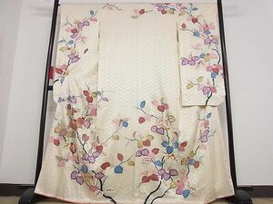 平和屋川間店■豪華振袖　駒刺繍　枝花文　金銀彩　着丈167cm　裄丈67cm　正絹　逸品　B-oa5986