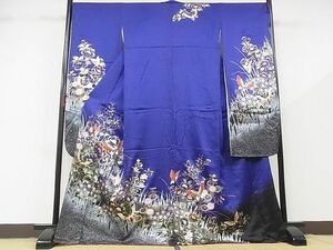 平和屋-こころ店■豪華振袖　花蝶文　金彩　着丈167cm　裄丈69.5cm　正絹　逸品　B-zg8854