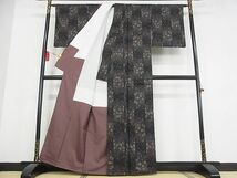 平和屋-こころ店□極上　本場大島紬　9マルキ　夜桜　横段花文　着丈160.5cm　裄丈64.5cm　正絹　逸品　3kk3415_画像3