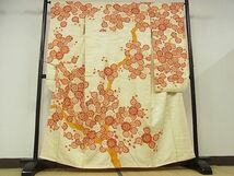 平和屋-こころ店■豪華振袖　駒刺繍　枝梅　金彩　オンワード　着丈158.5cm　裄丈65cm　正絹　逸品　B-zg8948_画像1