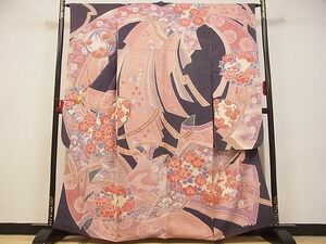 平和屋-こころ店■名門　藤娘きぬたや・総絞り　振袖　花丸文　着丈161.5cm　裄丈65cm　正絹　逸品　A-ta8810