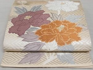 平和屋-こころ店■六通柄袋帯　唐織　枝花文　金銀糸　正絹　逸品　A-gk1643