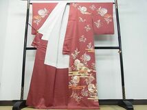 平和屋2■訪問着　駒刺繍　雪輪重ね吉祥花文　金彩　高島屋扱い　逸品　ox5338_画像2