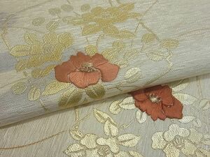 平和屋川間店■九寸名古屋帯　刺繍　色紙吉祥花文　金彩　逸品　qp0320