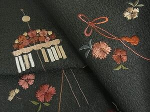 平和屋川間店■付下げ　総刺繍　器物花文　金糸　逸品　du1961